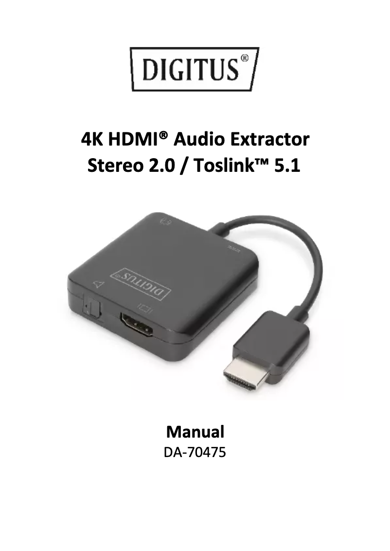 Page 1 of the manual Instruction Manual Digitus DA-70475