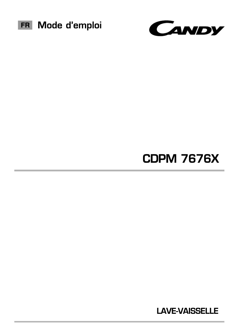 Page 1 of the manual User Manual Candy CDPM 7676X-47