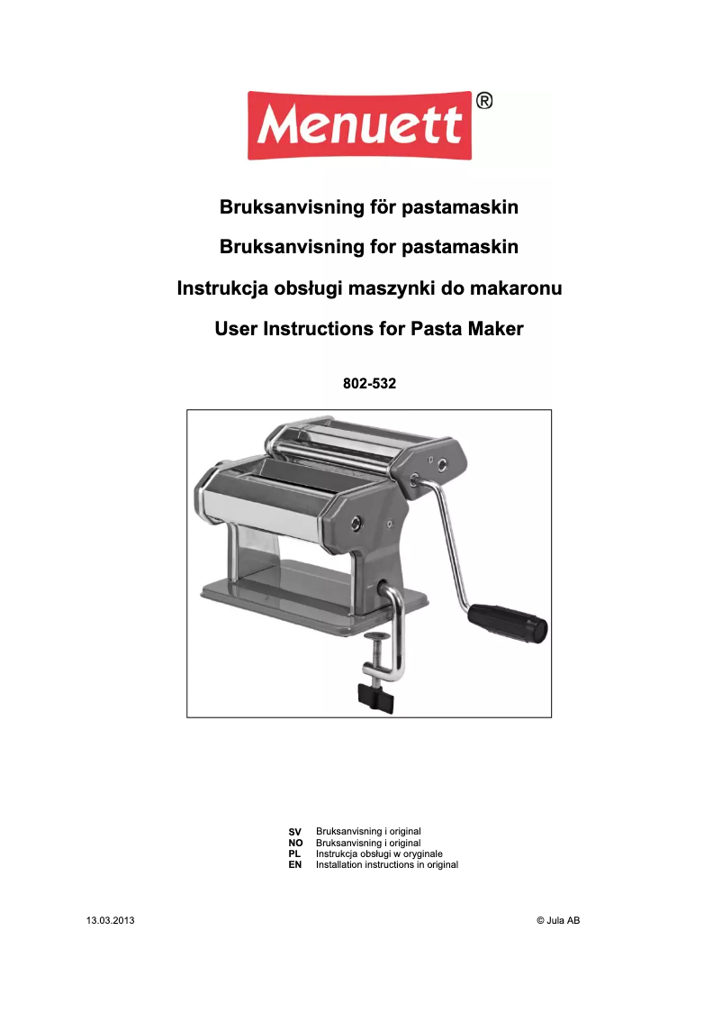 First page image of the manual for 802-532