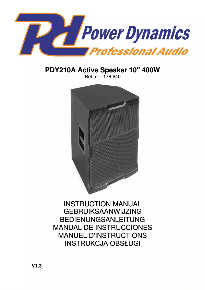 First page image of the manual for PDY210A