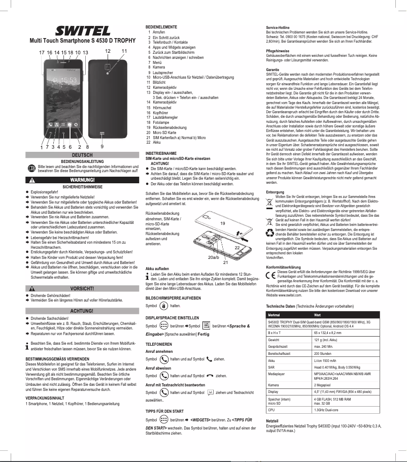 First page image of the manual for Trophy S4530D
