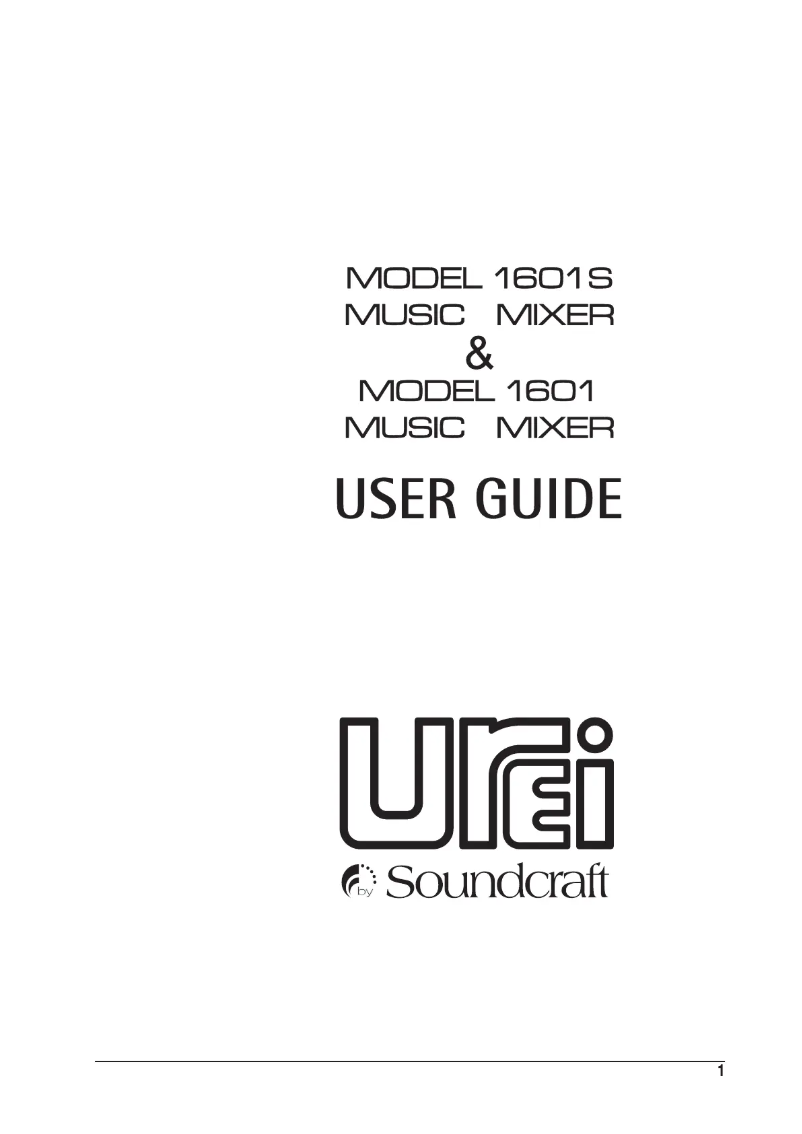 Page 1 of the manual User Manual Soundcraft UREI 1601