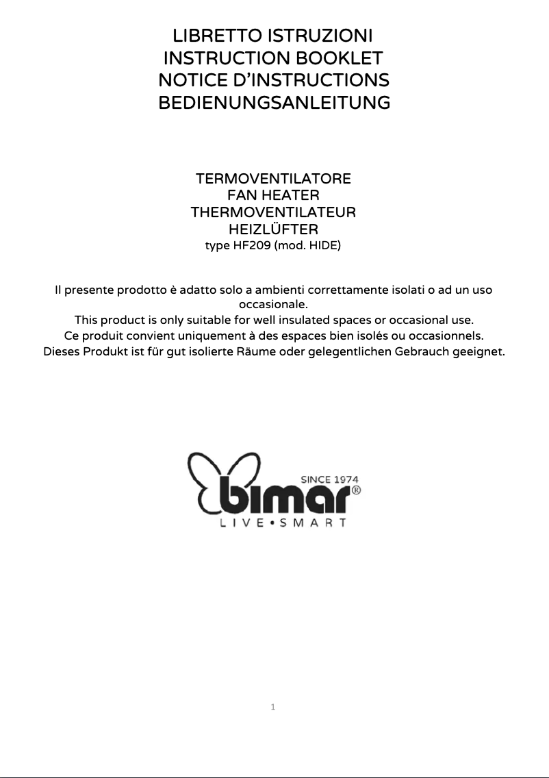 First page image of the manual for HF209