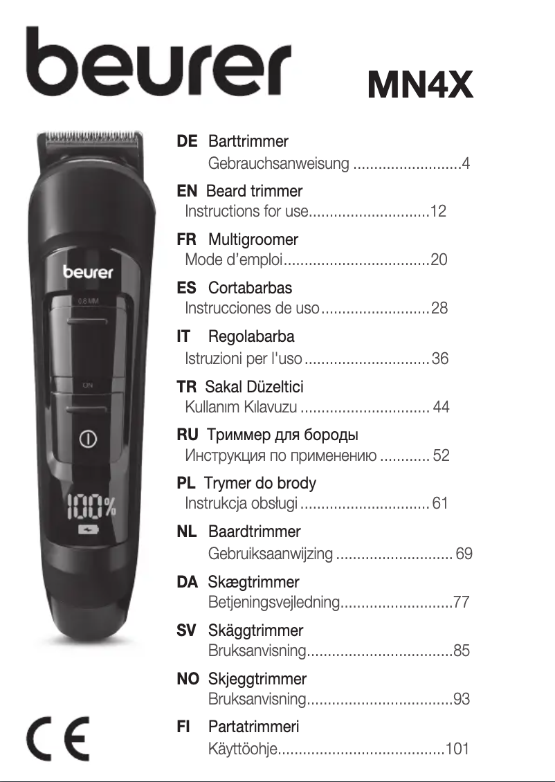 Page 1 of the manual User Manual Beurer MN4X