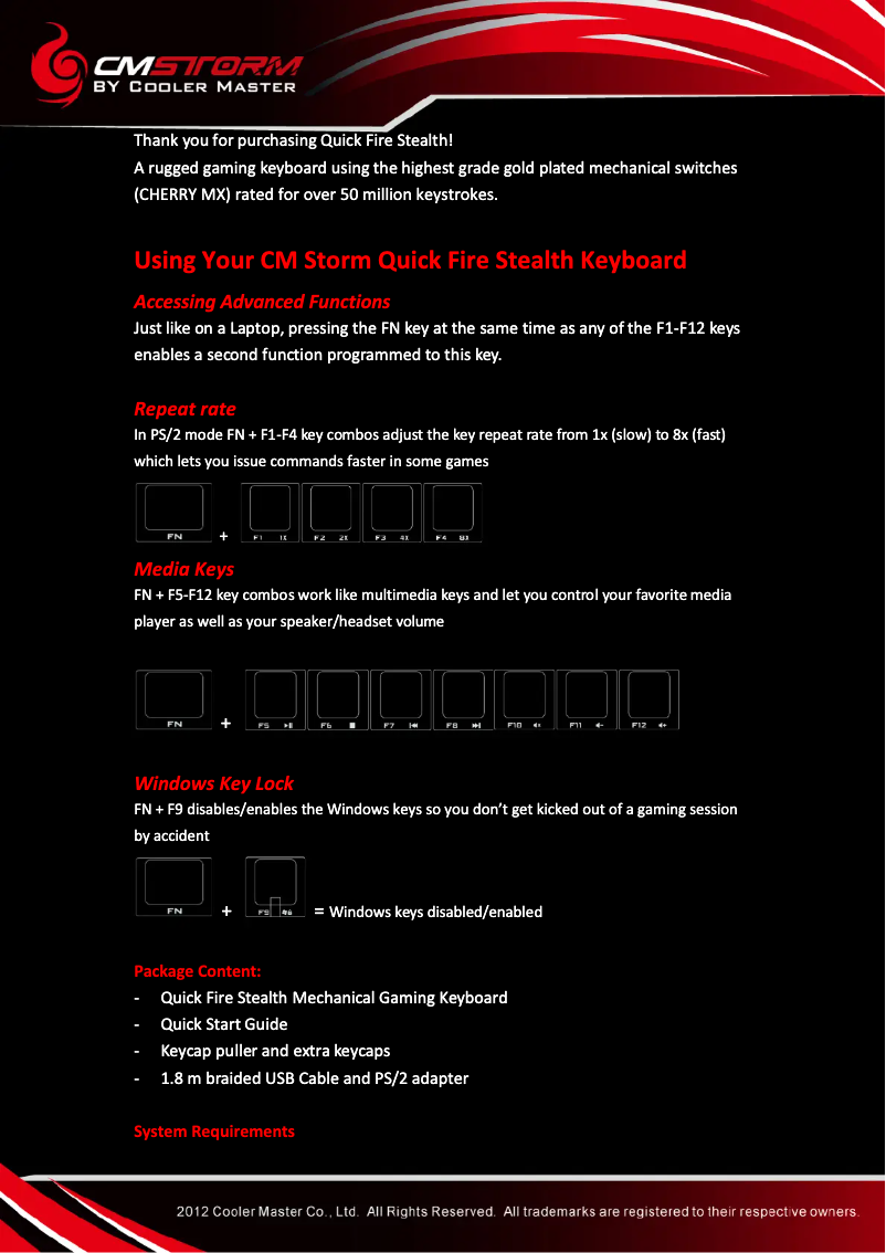 First page image of the manual for QuickFire Stealth