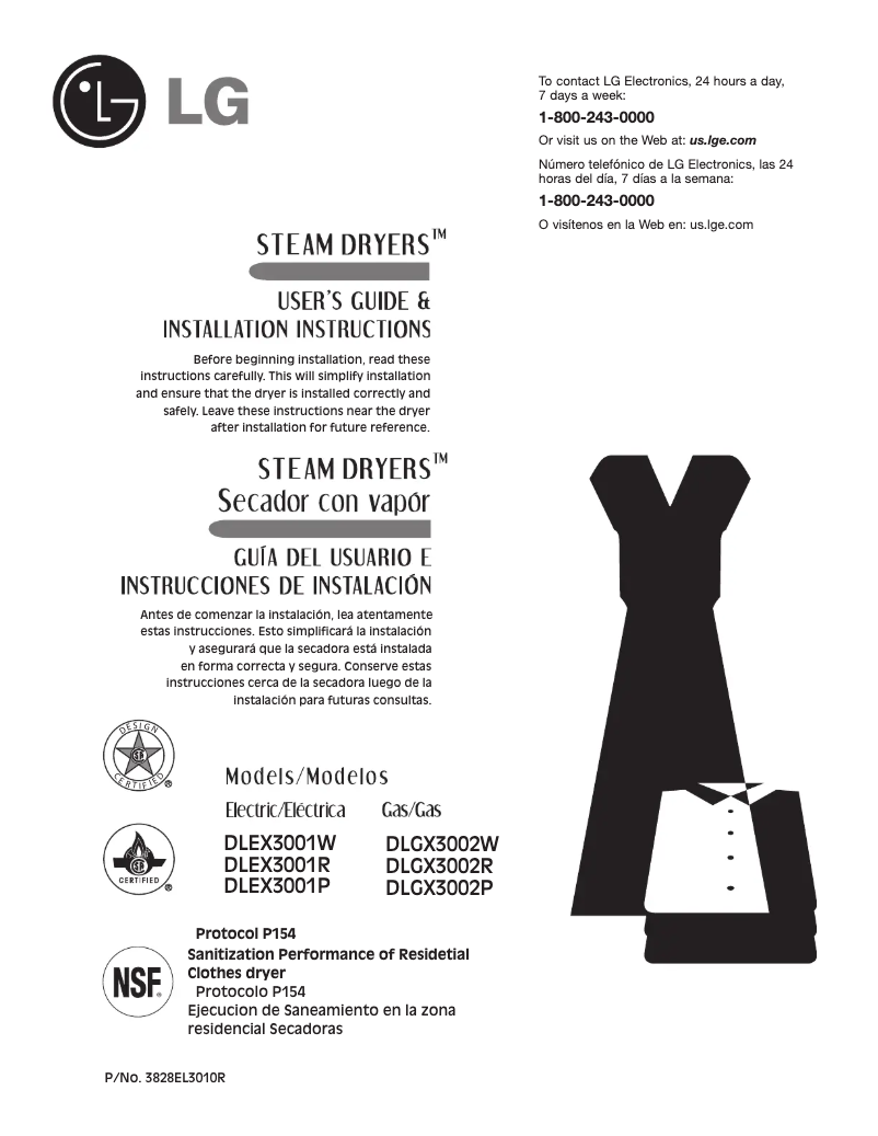 Page 1 of the manual User Manual LG DLEX3001W