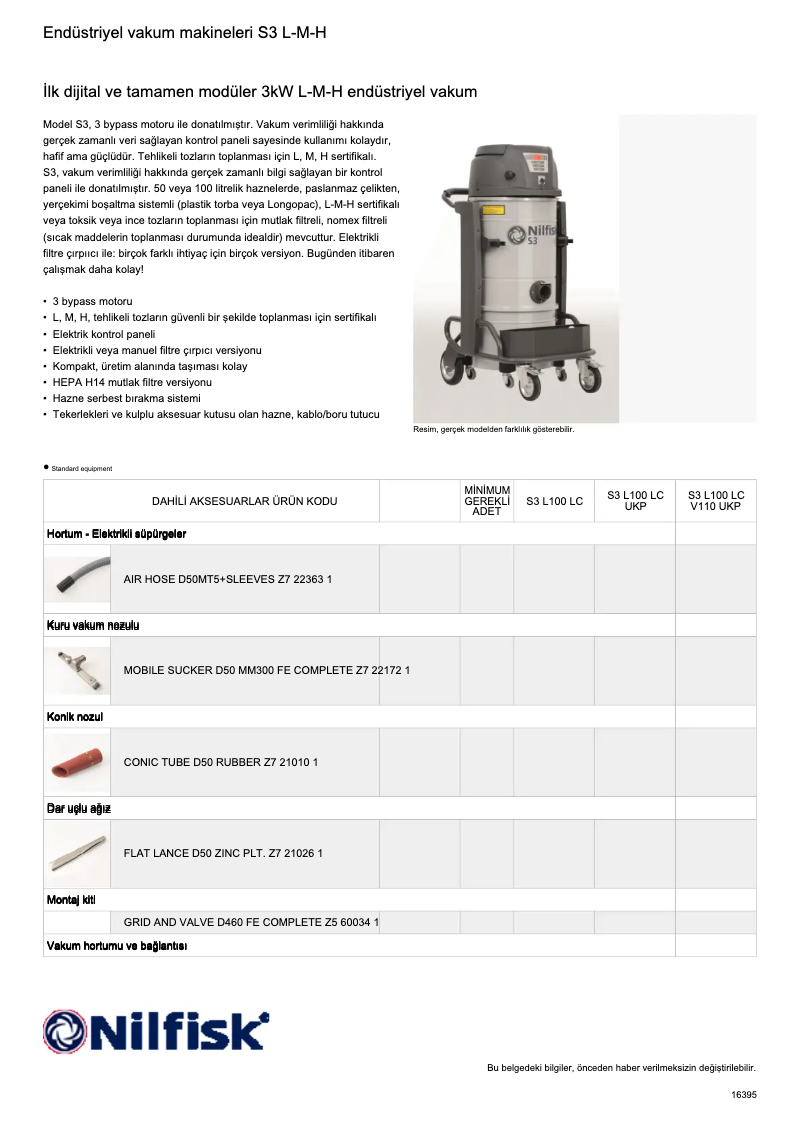 Page 1 of the manual Technical Sheet Nilfisk FB2170