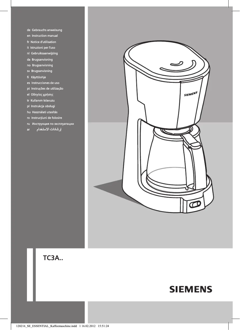 Page 1 of the manual User Manual Siemens TC3A0103