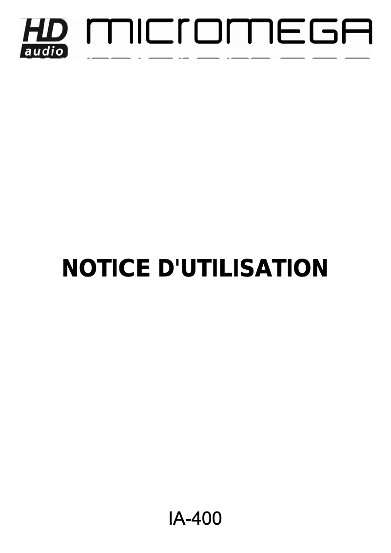 Page 1 of the manual User Manual Micromega IA-400