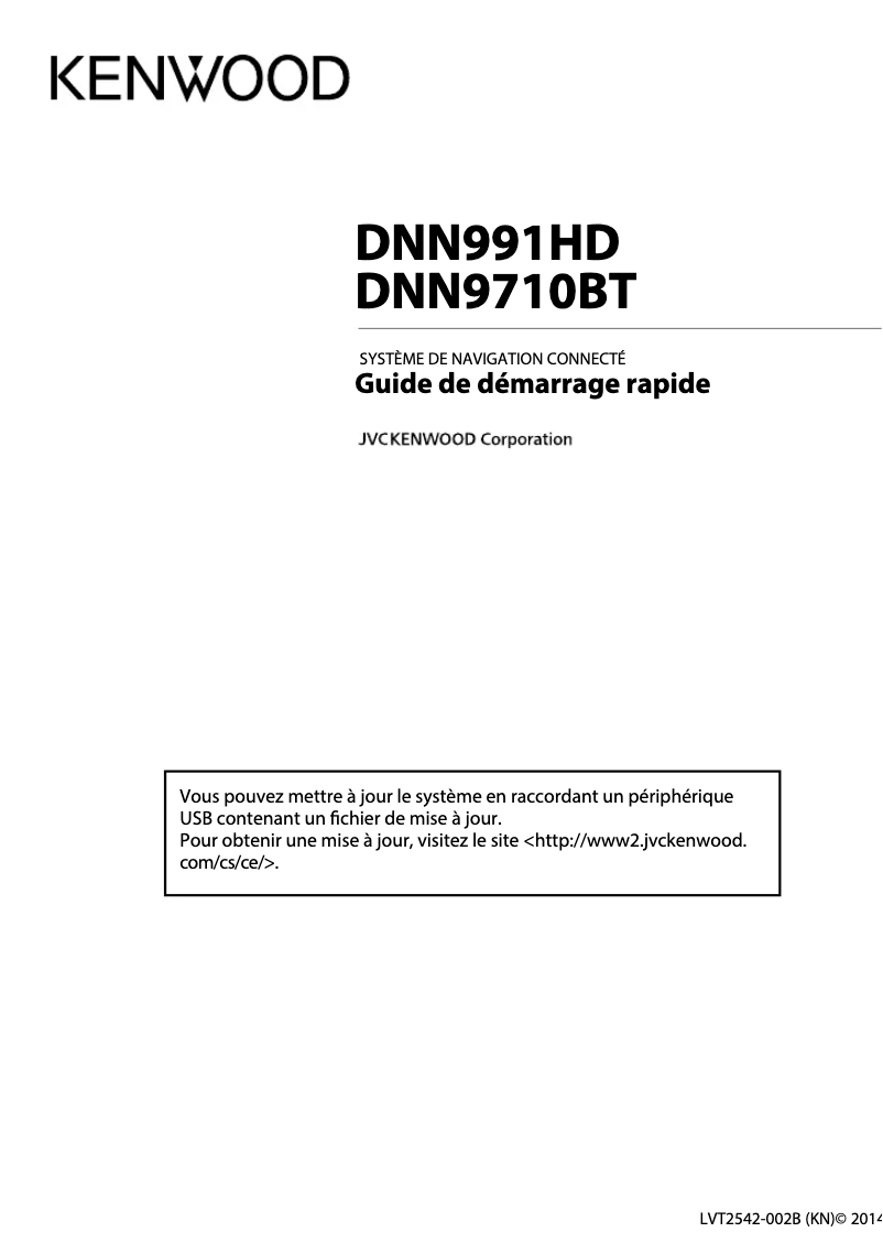 Page 1 of the manual Quick Start Guide Kenwood DNN991HD