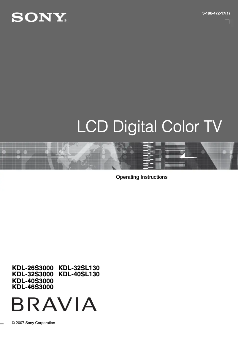 Page 1 of the manual User Manual Sony Bravia KDL-40SL130
