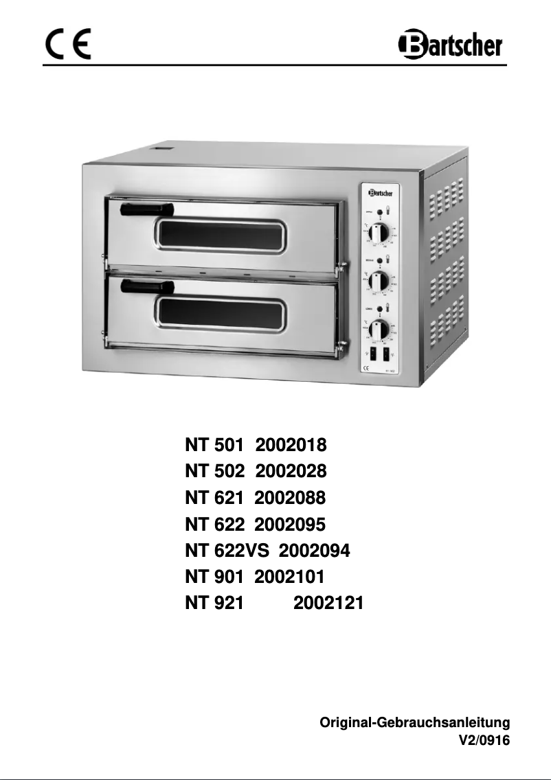 Page 1 of the manual User Manual Bartscher NT 501