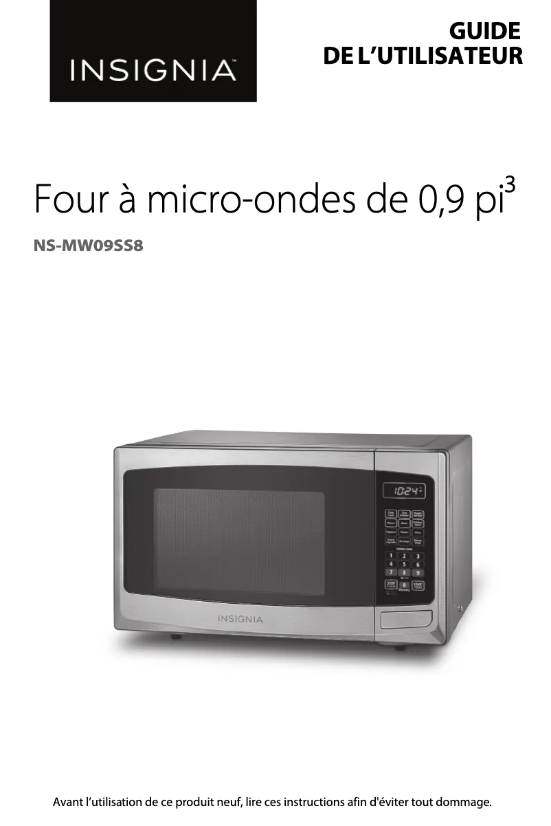 Page 1 of the manual User Manual Insignia NS-MW09SS8