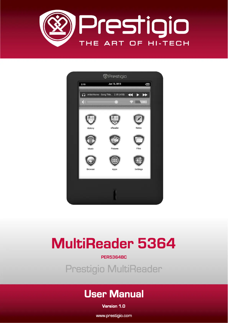 Page 1 of the manual User Manual Prestigio MultiReader 5364