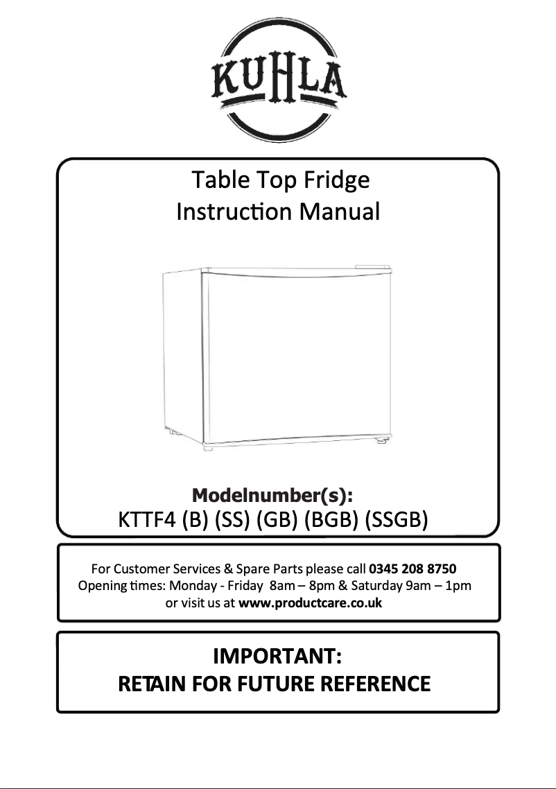 Page 1 of the manual User Manual Kuhla KTTF4BGB-1006