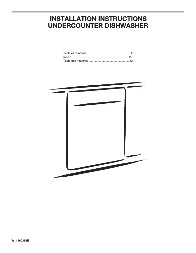Page 1 of the manual Installation Guide Whirlpool UDPS5118PP