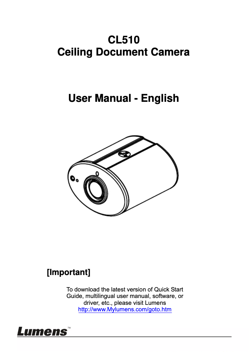 Page 1 of the manual User Manual Lumens CL510