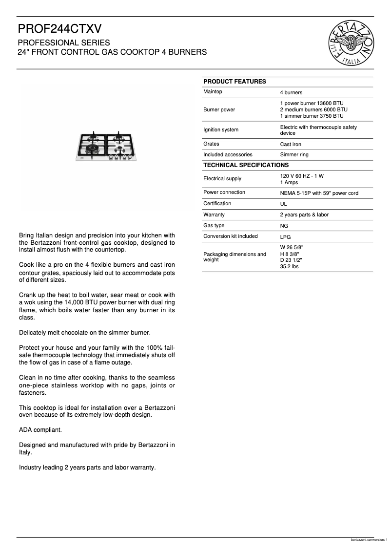 First page image of the manual for PROF244CTXV