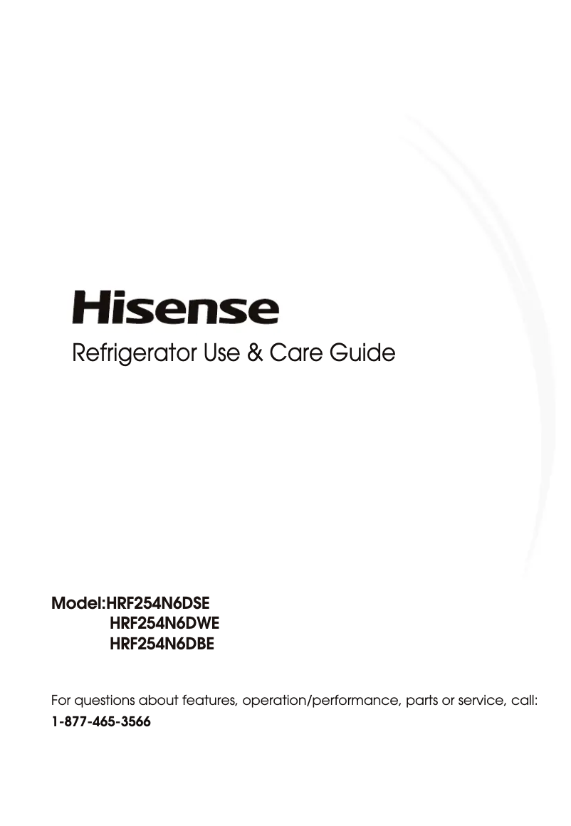 First page image of the manual for HRF254N6DSE