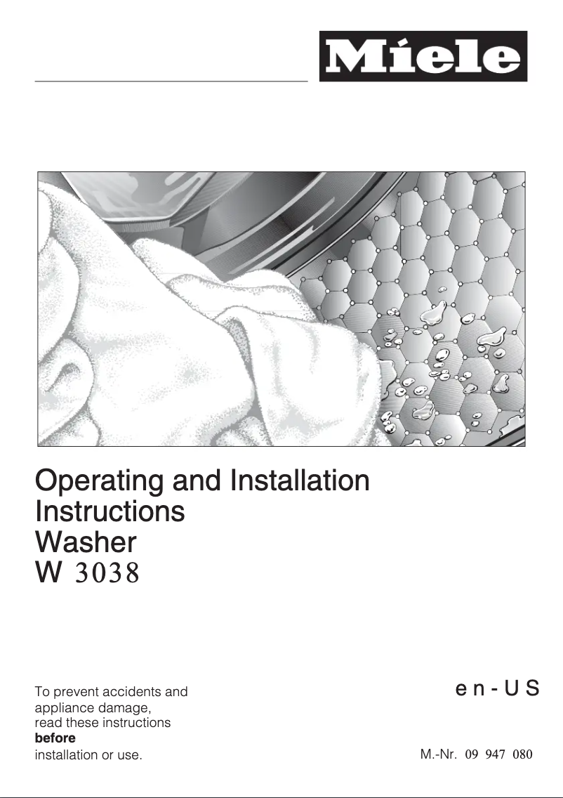 First page image of the manual for W 3038