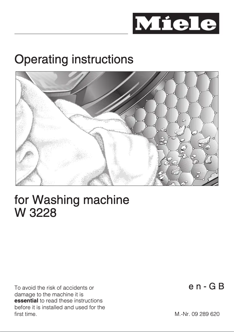 Page 1 of the manual User Manual Miele W3228