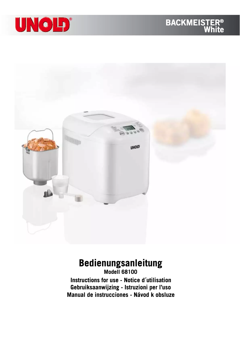 Page 1 of the manual User Manual Unold Backmeiser 68100