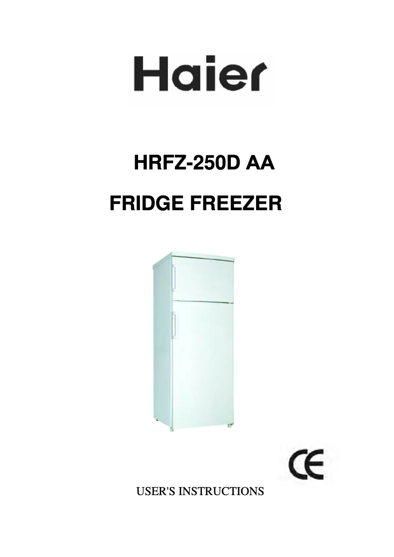 First page image of the manual for HRFZ-250DAA