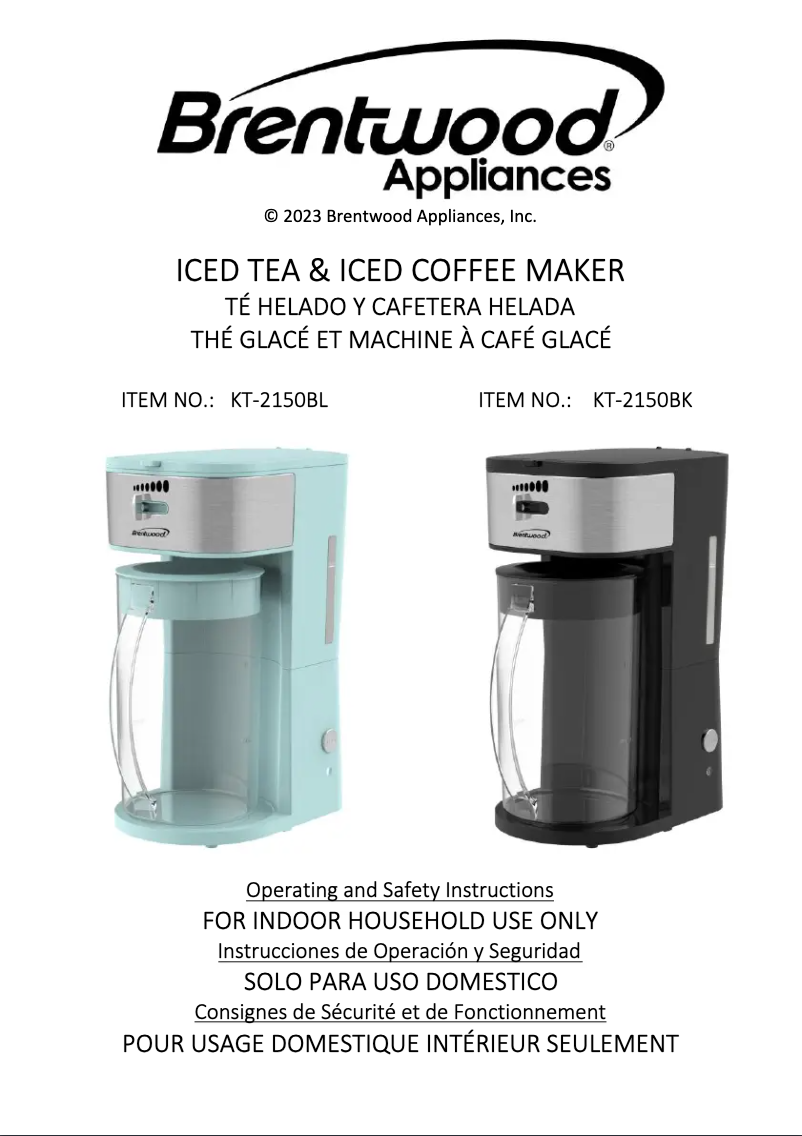 Page 1 de la notice Manuel utilisateur Brentwood KT-2150BL