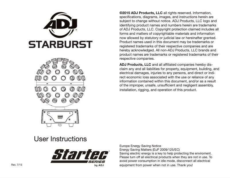 First page image of the manual for Starburst