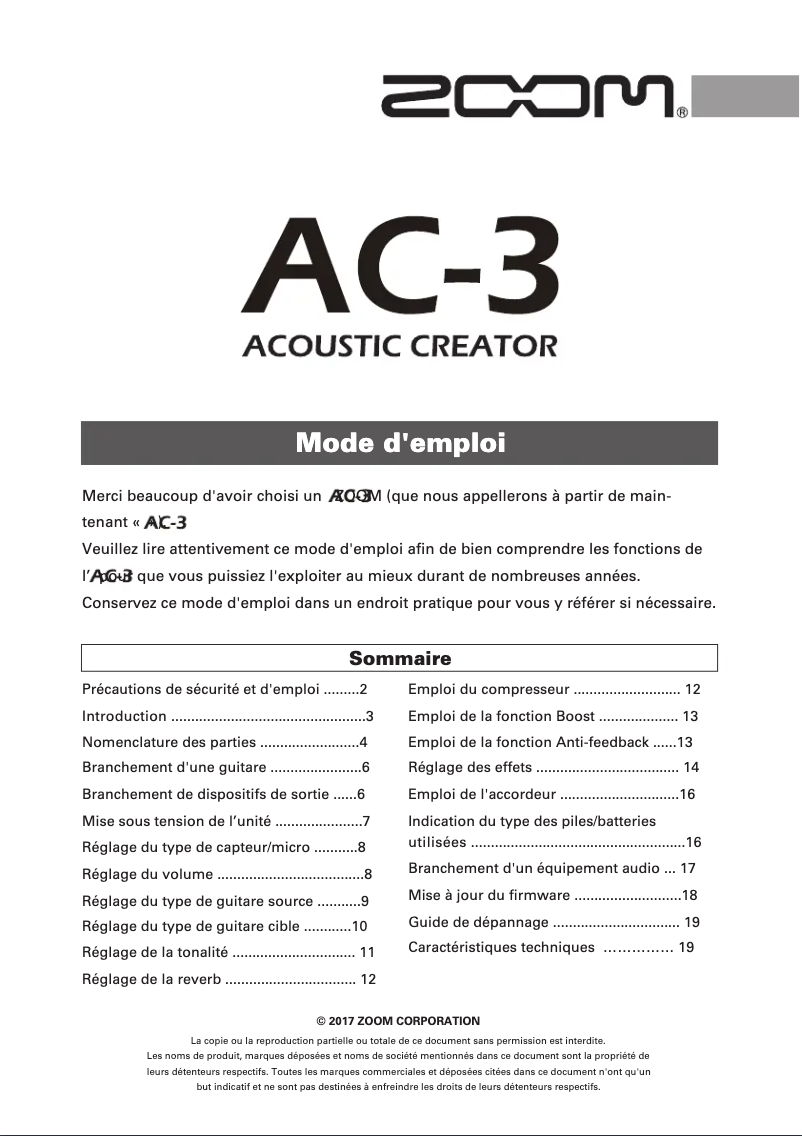 First page image of the manual for AC-3