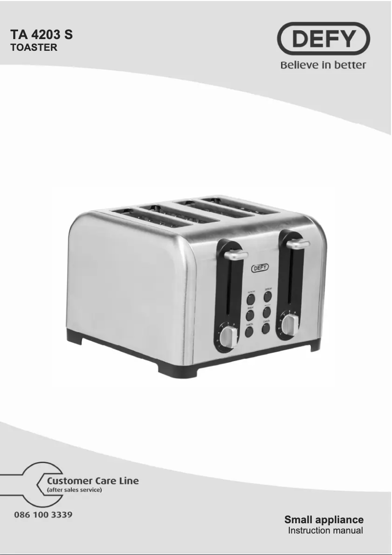 Page 1 of the manual User Manual Defy TA4203S