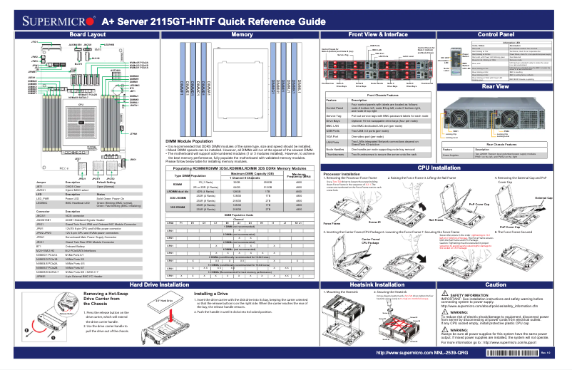 First page image of the manual for SuperServer AS-2115GT-HNTF