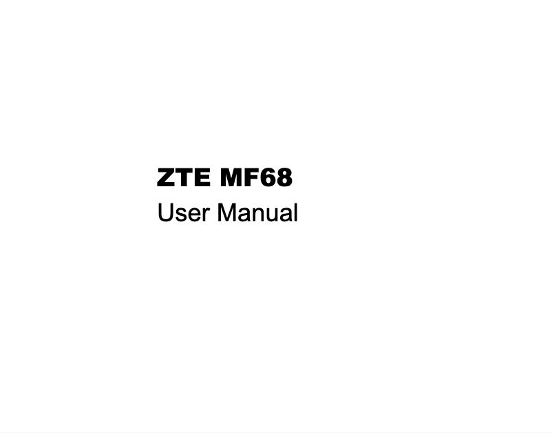 Page 1 of the manual User Manual ZTE MF68