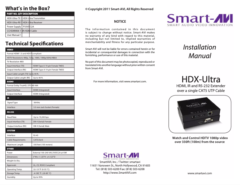 First page image of the manual for HDX Ultra