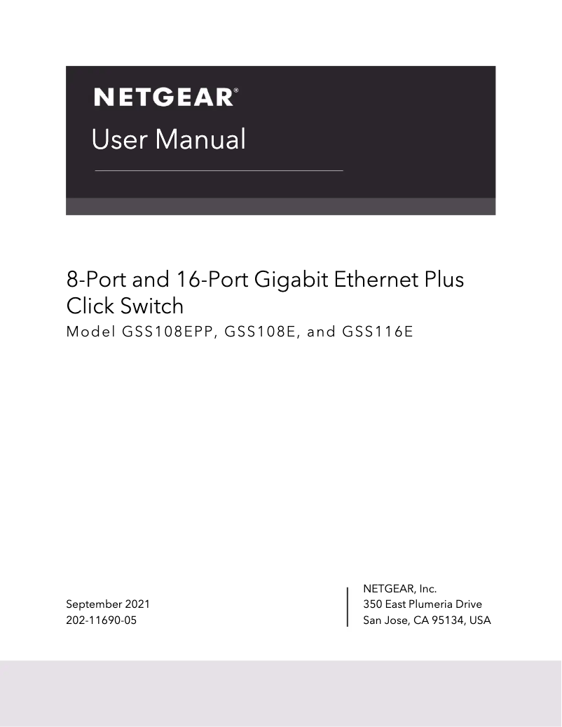 Page 1 of the manual User Manual Netgear GSS108EPP