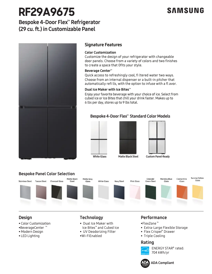 Page 1 of the manual Technical Sheet Samsung RF29A9675AP