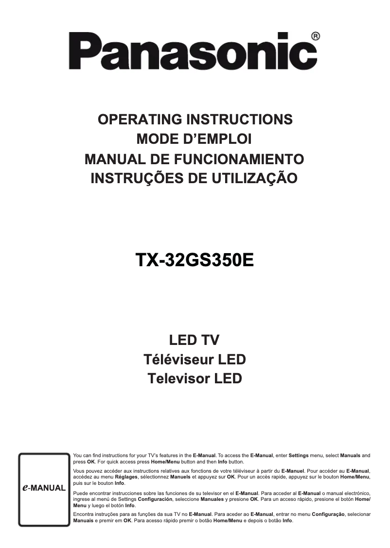 Page 1 of the manual User Manual Panasonic TX-32GS350E