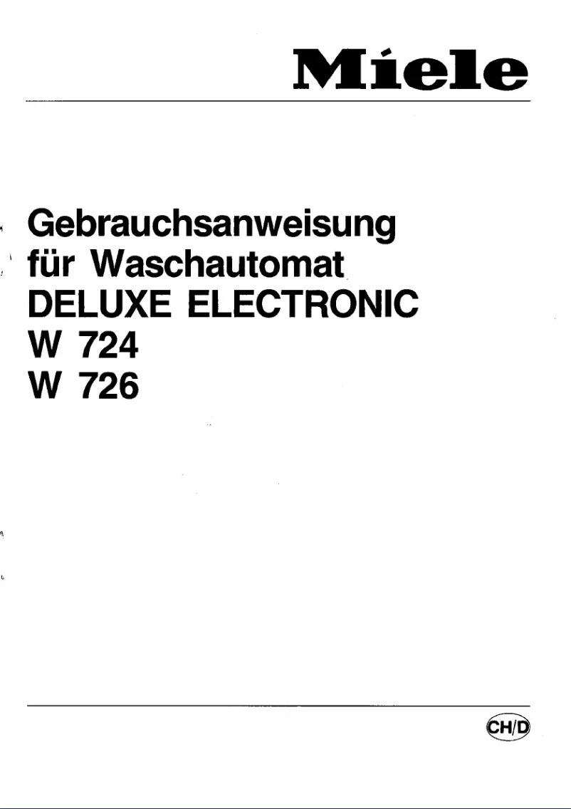 Page 1 of the manual User Manual Miele Deluxe Electronic W 726