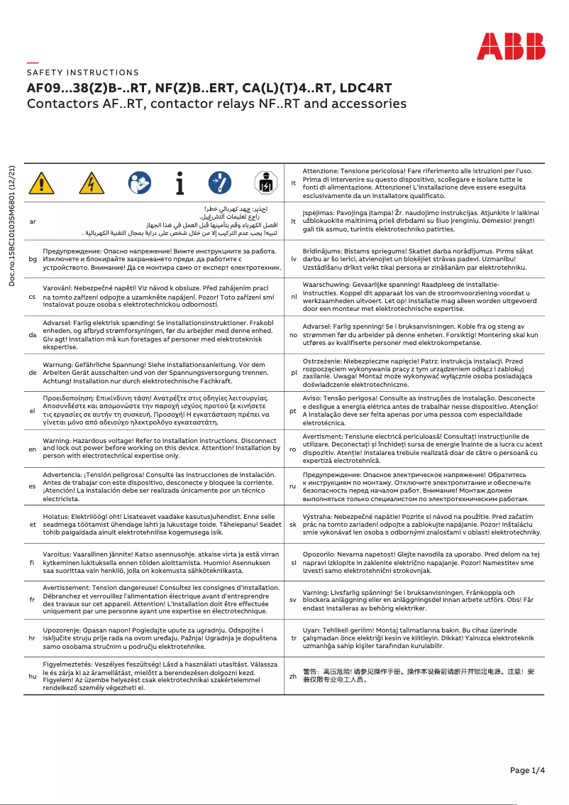 First page image of the manual for AF30ZB-30-00RT-21