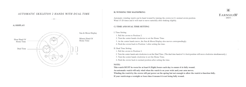 Page 1 of the manual User Manual Earnshaw Longitude Shadow Automatic ES-8063-01