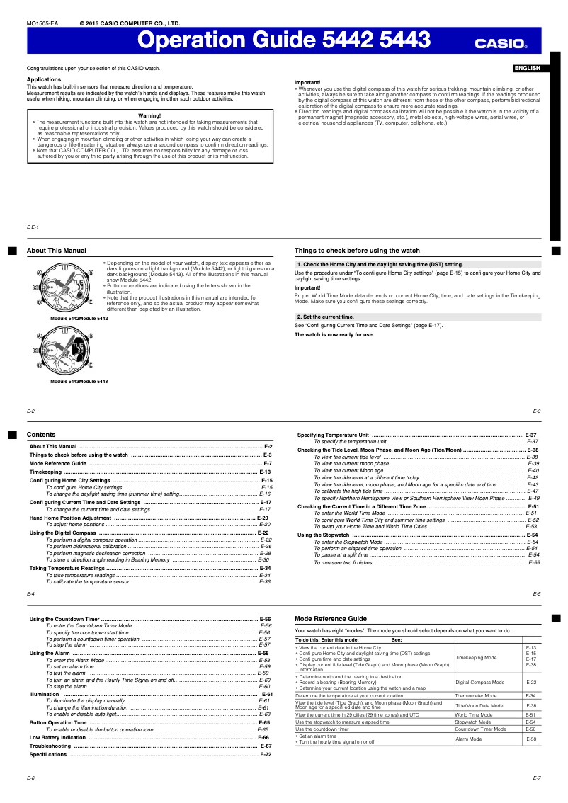 First page image of the manual for 5442