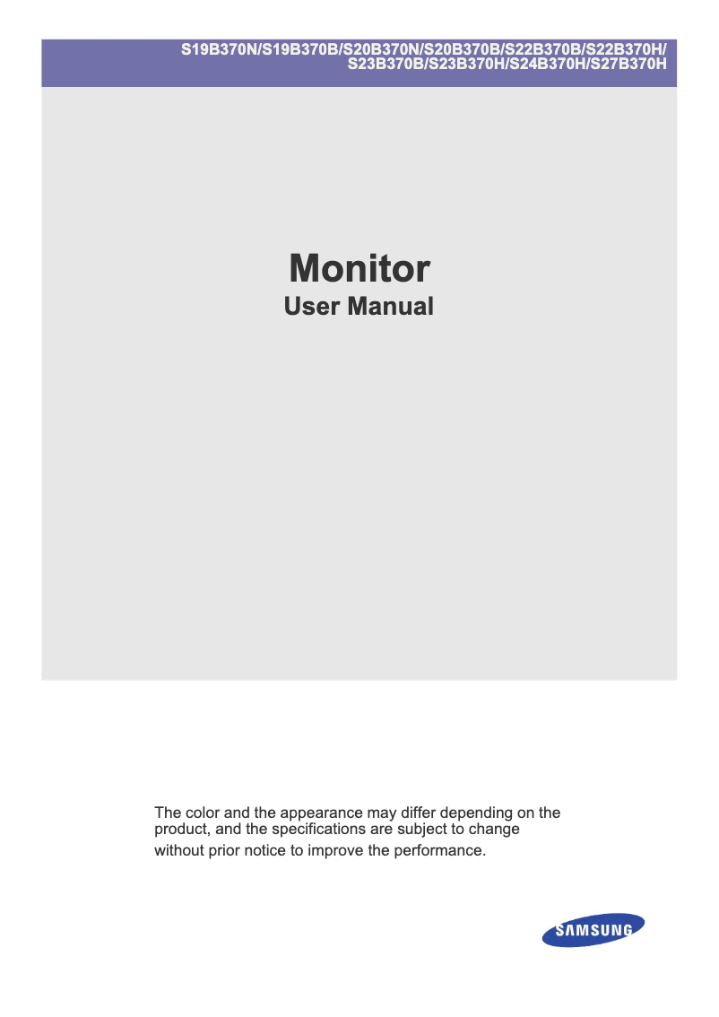 Page 1 of the manual User Manual Samsung SyncMaster S23B370B