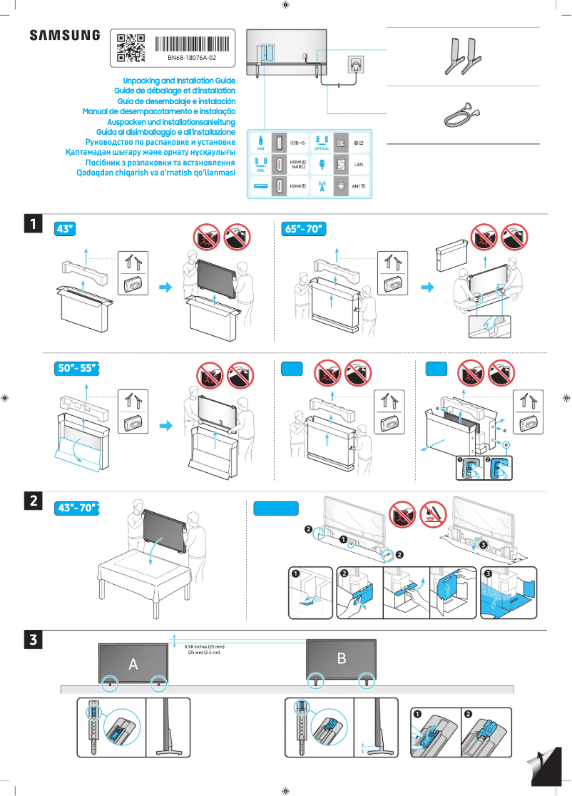 Page 1 of the manual Installation Guide Samsung QA55QE1DAG