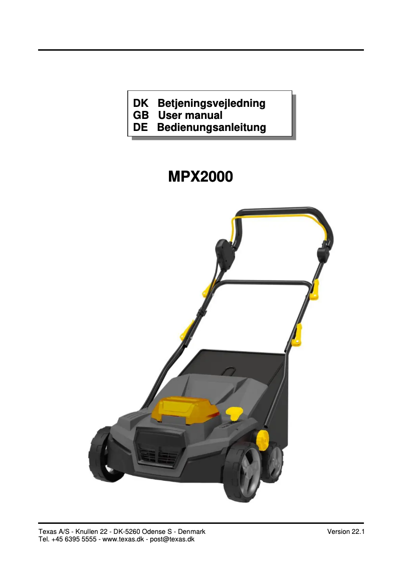 First page image of the manual for MPX2000