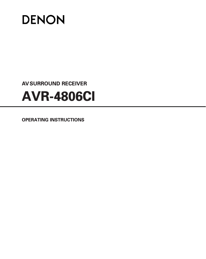 Page 1 of the manual User Manual Denon AVR-4806CI