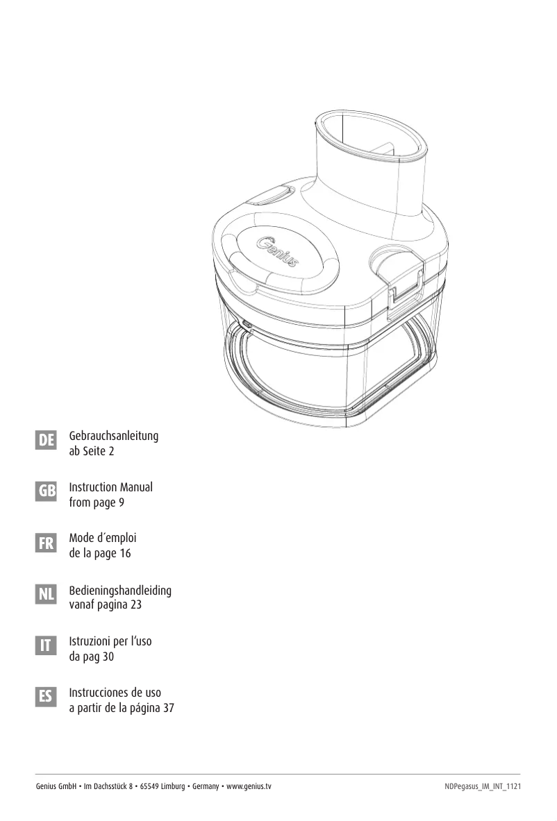Page 1 of the manual User Manual Genius Nicer Dicer Pegasus