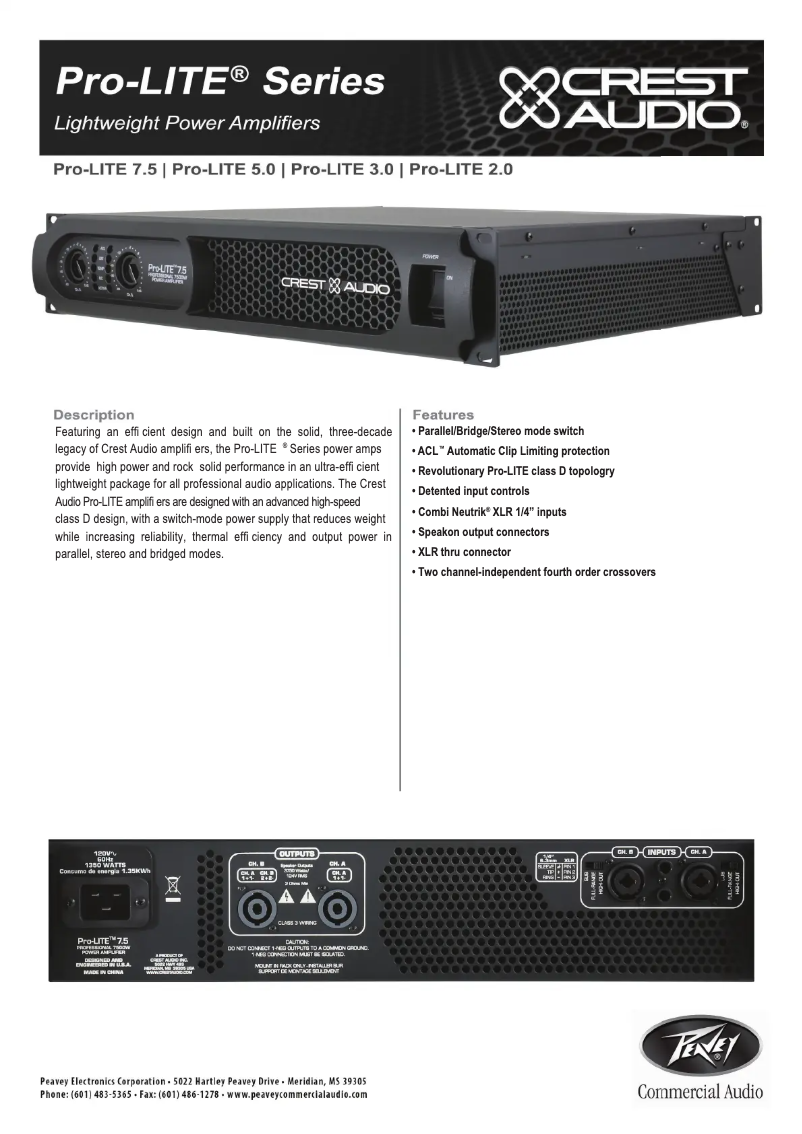 First page image of the manual for Pro-LITE 7.5