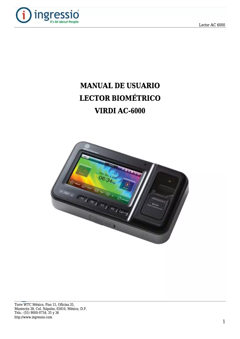 First page image of the manual for Lector Virdi AC-6000