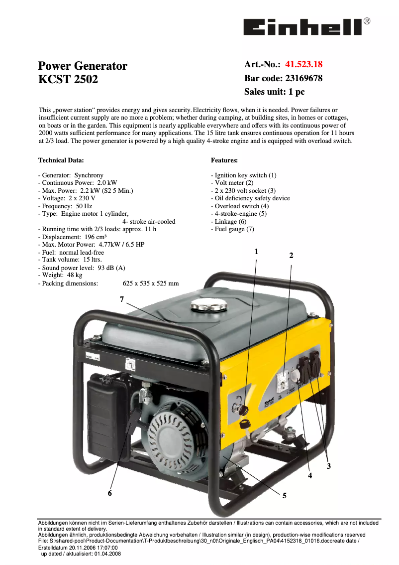 First page image of the manual for KCST 2502