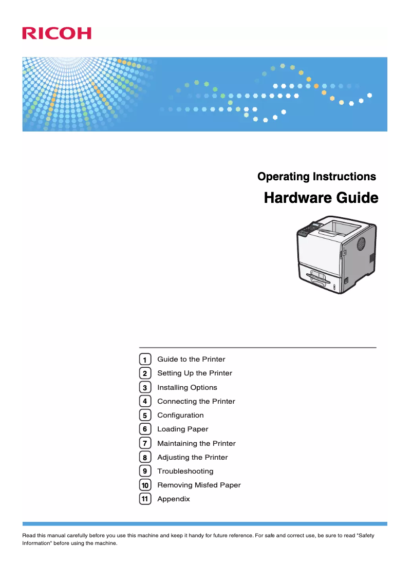 Page 1 of the manual User Manual Ricoh Aficio SP 5210DN